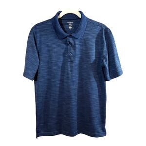 George Blue Space Dye Short Sleeve Performance Polo Shirt Golf Casual Men's S